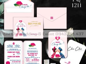thiệp cưới hồng